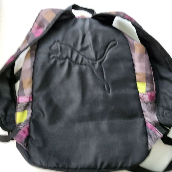 Puma Procat 16" Purple Neon Black School Travel Check Plaid Book Bag Backpack - Picture 8 of 12
